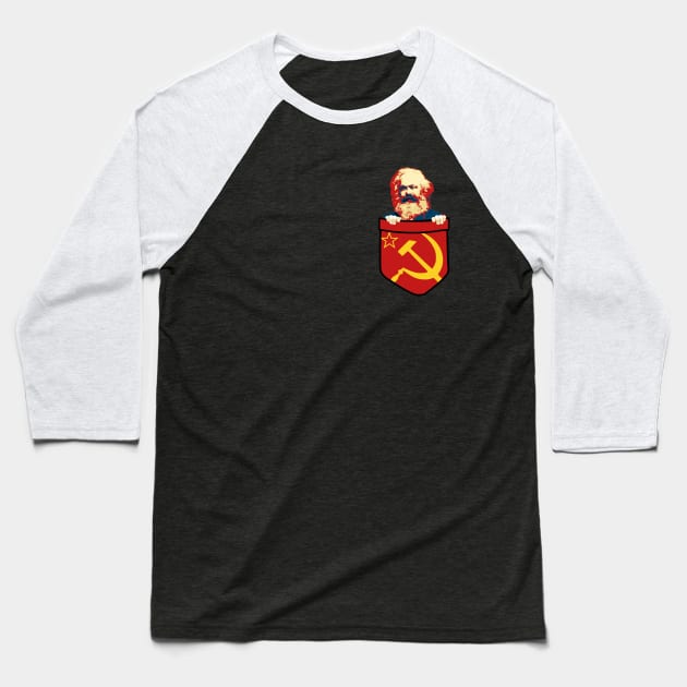 Karl Marx Communism Chest Pocket Baseball T-Shirt by Nerd_art